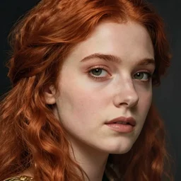 face of a female princess, ginger hair, close - up, by luis royo, fantasy, medieval