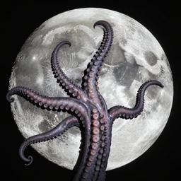 vhs footage of the moon being replaced by a giant mass of tentacles