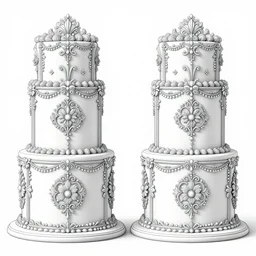 symmetry! twins, intricate frosting, elegant, highly detailed, concept art, smooth, sharp focus, lineart, illustration, 3 d occlusion, thinline with grays on white, 8 k