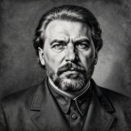 dark hyper - real line portrait of joseph stalin engraving metal