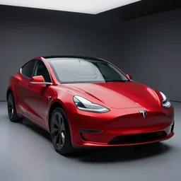 a photo of a tesla car in a photo studio, hyper detailed, smooth, high contrast, volumetric lighting, octane, jim lee, craig mullins, vibrant rich deep color