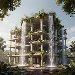 a beautiful ultradetailed render of assembly unfinished building industrial architecture building nature by frank lloyd wright, showers nature elysian dramatic lighting tron atlantis magic realism, archdaily, wallpaper, highly detailed, trending on artstation.