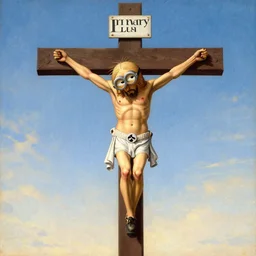 despicable me minion crucifixion, medieval painting, titian painting, late renaissance painting