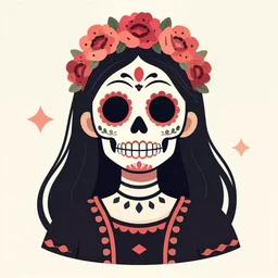 Illustration of a sugar skull day of the dead girl, art by hal foster