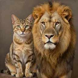 hybrid animal mix between tabby cat and lion, detailed painting 4 k