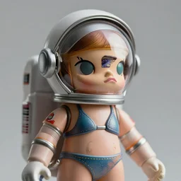 closeup profile portrait of tin toy spacegirl astronaut, bikini, depth of field, zeiss lens, detailed, symmetrical, centered, fashion photoshoot, by nicoletta ceccoli, mark ryden, lostfish, breathtaking, 8 k resolution, extremely detailed, beautiful, establishing shot, artistic, hyperrealistic, octane render