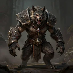 scary villain, growling, DND gnoll character, hyena, high fantasy, tribal, World of Warcraft, anthropomorphic character, splashcreen character art, videogame, artstationhd, trending on artstation, detailed fur, beautiful cinematic, mortal kombat, wild dog, gnoll, monster,