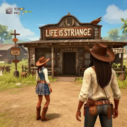 life is strange game glitch gameplay set in 1 8 3 7 old west saloon featuring african american cowboys and cowgirls
