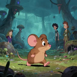 cartoon mole wandering through an alien world, by greg rutkowski, artgerm, ross tran, conrad roset, takato yomamoto, ilya kuvshinov. 4 k, beautiful, cinematic dramatic atmosphere