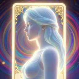 side portrait, imogen poots paladin, gloomhaven, soft, smooth, luminescent, art nouveau tarot, backlit glow, colorful swirly ripples, gaudy colors, octane render, unreal render, 8 k, by ilya kuvshinov, cushart krenz