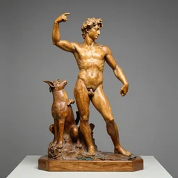 sculpture with lugia, western european, 1 5 0 0's, michelangelo, painted linden and willow wood. swiss national museum, zurich, wide shot