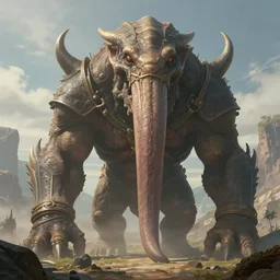 highly detailed portrait photo of a huge mûmakil-大舌頭 巨大的生物 in a scenic dystopian environment, hyperrealistic Illustration