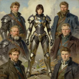 painting by sargent and leyendecker and greg hildebrandt, james gurney, apollinaris vasnetsov, savrasov levitan polenov, studio ghibli style, dystopic future, destiny 2 concept armor for hunter female, character portrait