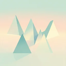 triangles. retro art by jean giraud. sinusoidal. pastel colors