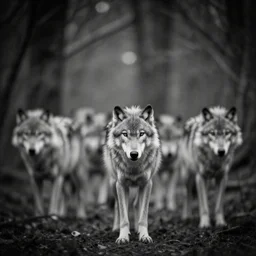 pack of wolves in the wood, artwork by bill stoneham, mystic, melancholy, pinhole analogue photo quality, lomography, blur, unfocus, cinematic, foil effect, holographic effect, monochrome