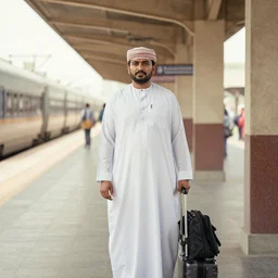 man in thobe waiting at train station. stuckincustoms hdr photography,