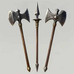 spear with two mace heads on each side, digital art, fantasy, medieval