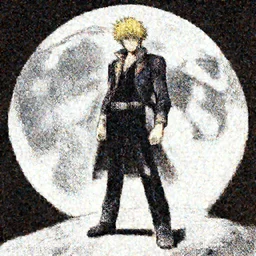 Joseph Joestar stands on the moon, manga art, Yoji Shinkawa, Ink style