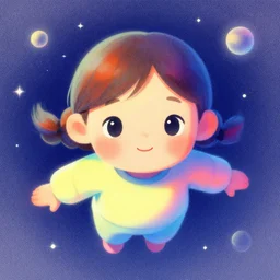 dithered portrait of a young girl floating in space, colorful, cute face by ilya kuvshinov, yoshinari yoh, makoto shinkai, ( katsura masakazu ), dynamic pose, mads berg, kyoani, rounded eyes, illustration, anime poster, anime visual, halftones