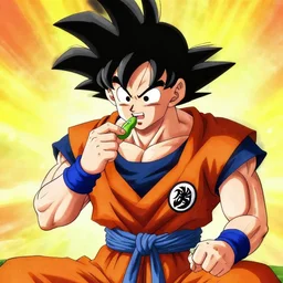 goku eating a bean