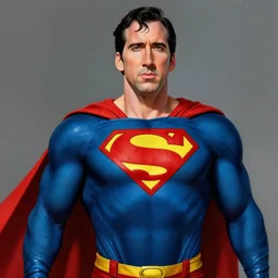 Nicolas Cage as Superman, digital painting, digital art by brian bolland by alex ross