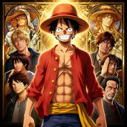 highly detailed vfx portrait of monkey d. luffy, stephen bliss, greg rutkowski, loish, rhads, beeple, makoto shinkai, tom bagshaw, alphonse mucha, global illumination, sharp focus, art by artgerm and greg rutkowski, stanley kubrick, best of behance, cinematic lighting,