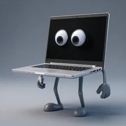 a laptop with human legs and googly eyes, anatomically correct, 8 k, studio lightning, ultra realistic