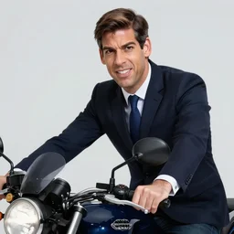 photo of rishi sunak on a motorcycle smiling but angry