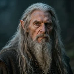 portrait of a gentle and wise orc with long hairs in alan lee and marc simonetti and emil melmoth style  , cinematic lighting