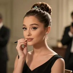 still of ariana grande as audrey hepburn in biopic, 8 k