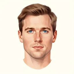 franklin booth illustration of a man with short hair, blue eyes
