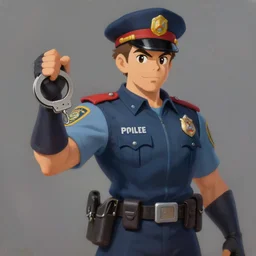 D.VA from Overwatch wearing a police uniform, holding handcuffs in one hand Blizzard Concept Art Studio Ghibli. oil paint. 4k. by brom.