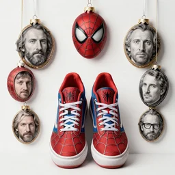spiderman sneakers, decorative ornaments, by carl spitzweg, ismail inceoglu, vdragan bibin, hans thoma, greg rutkowski, alexandros pyromallis, perfect face, sharply focused, sharply detailed, centered, rule of thirds, realistic shading