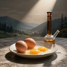 plate of eggs and a bong