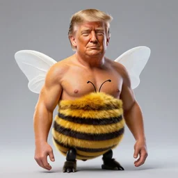 Donald Trump in Bee body, hyper realistic photography, 8k,
