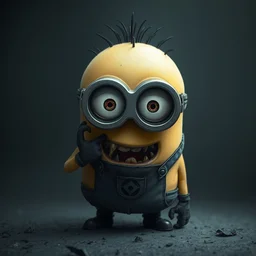 portrait of minion from despicable me by hr giger, greg rutkowski, luis royo and wayne barlowe as a diablo, resident evil, dark souls, bloodborne monster : : 8 k : :