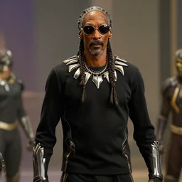 a cinematic film still of Snoop starring in Black Panther