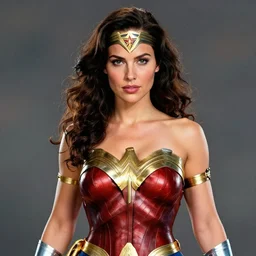 A beautiful portrait of Cobie Smulders as Wonder Woman by Frank Cho, detailed, proportional, trending on art station, 4k,