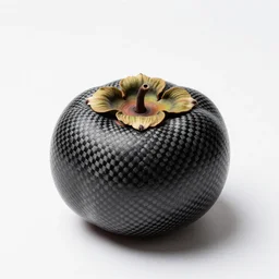 carbon fiber persimmon, studio product photography, isolated on a pure white background, centered, entire object in frame, sharp focus, soft studio lighting
