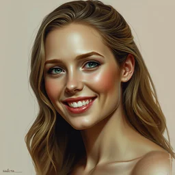 photo of anna paquin with simple smile paint detailed digital artstation, portrait hd 4 k, y greg rutkowski and gaston bussiere and craig mullins and j. c. leyendecker, hd