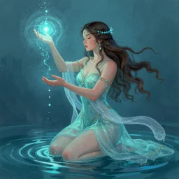 a beautiful artwork of a water druid performing magic, by Brooke Shaden, featured on artstation