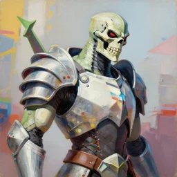 greg manchess portrait painting of partially armored skeletor overwatch character, medium shot, asymmetrical, profile picture, organic painting, sunny day, matte painting, bold shapes, hard edges, street art, trending on artstation, by huang guangjian, gil elvgren, ruan jia, greg rutkowski, gaston bussiere