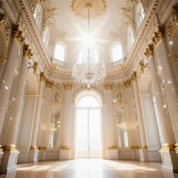 regal dreams of an ethereal baroque interior. bright, lens flare