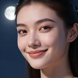 3 d, sci - fi, close - up, night, smiling fashion model face, moon rays, cinematic, clouds, sun rays, vogue cover style, poster art, blue mood, realistic painting, intricate oil painting, high detail illustration, figurative art, multiple exposure, poster art, 3 d, by tooth wu and wlop and beeple and greg rutkowski