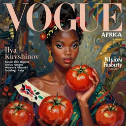 vogue africa kenya nigeria women's fashion beauty celebrity magazine, tomato tomato tomato tomato tomato tomato, ilya kuvshinov, digital art illustration, john singer sargent, impressionist oil painting, trending on artstation, intricate