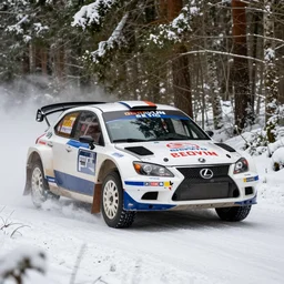 a 2 0 0 2 lexus sc 4 3 0, racing through a rally stage in a snowy forest