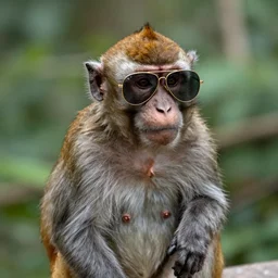 a monkey with aviators on