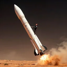 Elon musk riding a spacex rocket to mars
