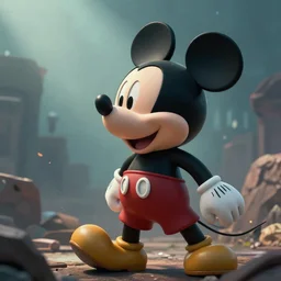 An epic fantastic realism, Mickey mouse in profile , hyperrealistic, dynamic lighting