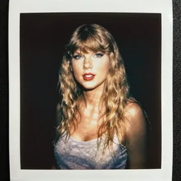 bad photo of taylor swift, polaroid, one light